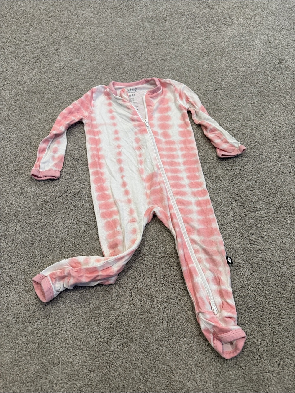 Kyte BABY Pink and White Tie-Dye Footed One-Piece Zipper Sleeper